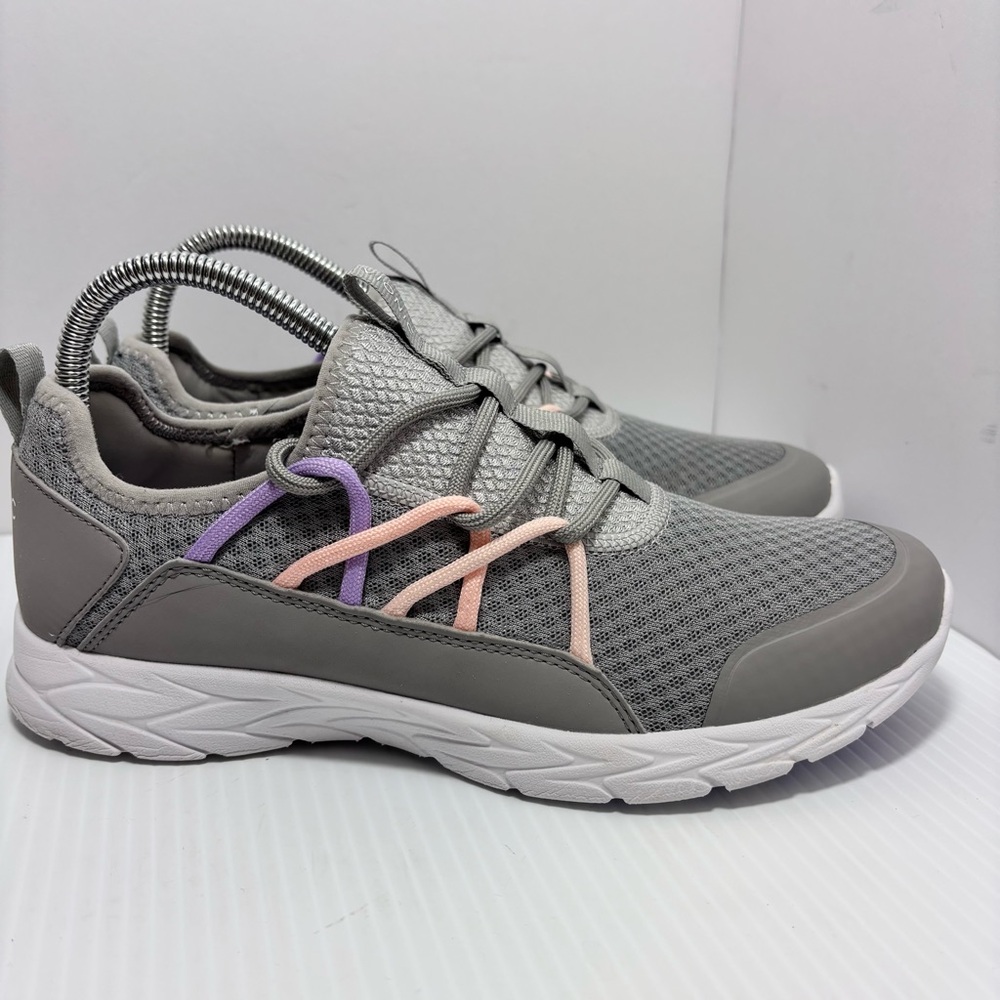 Vionic Gray Athletic Sneakers with Pink and Purple Accents - Picture 2 of 15